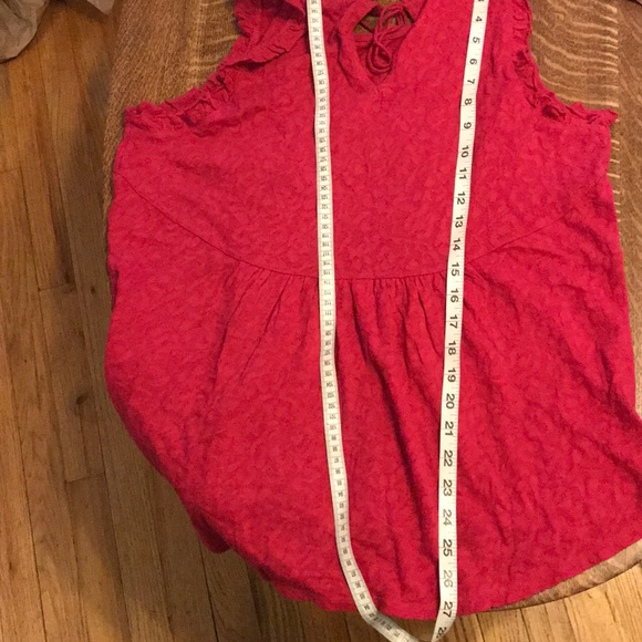 🆕 Lucky Brand Dark Pink Lace Jacquard Ruffle Tank - Picture 6 of 6